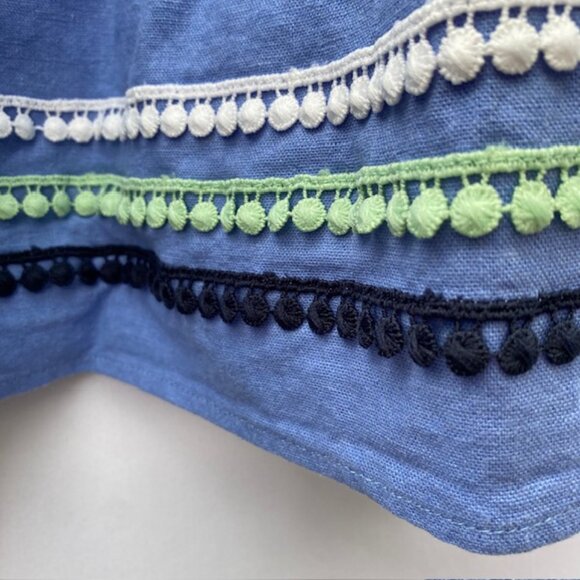 Sail to Sable Sundress Size XL Cornflower blue with green navy white trim - Picture 2 of 4